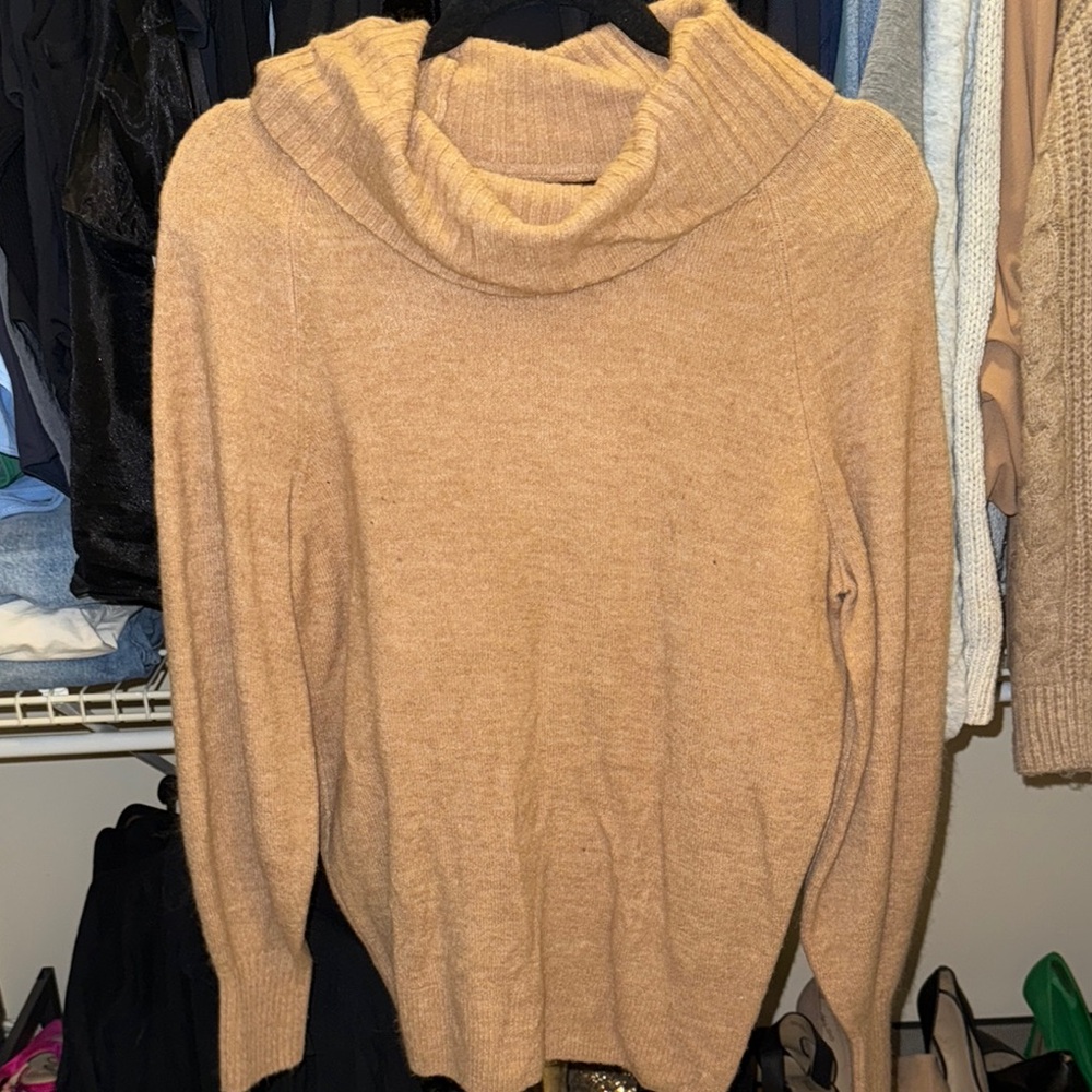 Banana Republic Cozy Tan Knit Sweater with Cowl Neck